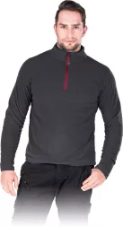 Męska bluza polarowa POLMENKS w kolorze stalowym, z długim rękawem i półzamkiem z przodu do połowy długości. Model ochronny, ergonomiczny krój, zaprojektowana na chłodniejsze dni.