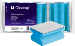 Gąbka sanitarna pielęgnacyjna Cleanup, czyścik uniwersalny o ergonomcznym kształcie, dwustronna: miękka do delikatnego czyszczenia i szorstka do usuwania zabrudzeń. Kolor niebieski.