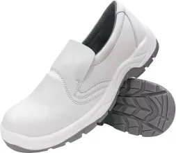 Buty robocze wsuwane FODREIS SB w kolorze białym, z podnoskiem ochronnym, wykonane z trwałego materiału. Podeszwa antypoślizgowa, przeznaczone do pracy wymagającej bezpieczeństwa i komfortu.