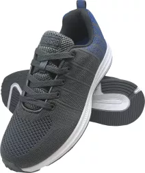 Męskie buty sportowe PIXEL w kolorze stalowo-niebieskim. Wykonane z przewiewnej siateczki, lekkie i wygodne, z białą podeszwą i sznurowaniem. Idealne do codziennego użytku i aktywności.