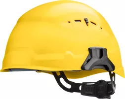 Hełm ochronny SCHUBERTH CROSS UP w kolorze żółtym, wykonany z wytrzymałego materiału. Posiada regulowany pasek pod brodą oraz otwory wentylacyjne dla komfortu użytkowania.