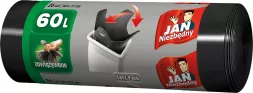 Worki na śmieci HD Easypack, o pojemności 60L, przeznaczone do segregacji odpadów. Opakowanie zawiera grafikę kosza na śmieci i znak recyklingu.
