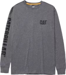 Męski longsleeve CAT w kolorze szarym, wykonany z materiału o fakturze melanżu. Na lewej piersi logo 