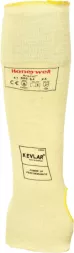 Żółty ochraniacz przedramienia, wykonany z materiału Kevlar®. Posiada certyfikat CE, oznaczony jest również symbolem odporności na przecięcia.