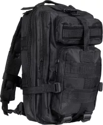 Plecak taktyczny Tactical Guard BACKPACK o pojemności 30 litrów, czarny, z wieloma kieszeniami i wzmocnieniami, wyposażony w regulowane paski i mocne zamki.