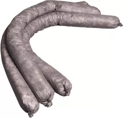 Sorbent uniwersalny w formie długiego, elastycznego rękawa, wykonanego z materiału w jasnoszarym kolorze, przeznaczonego do absorpcji różnych substancji.