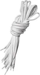Białe, płaskie sznurowadła o długości 100 cm, przeznaczone do butów.