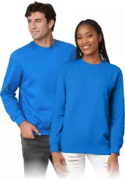 Niebieska, uniseksowa bluza sportowa ST4000 z okrągłym dekoltem, długimi rękawami i ściągaczami na mankietach oraz dole. Prosty, klasyczny design.