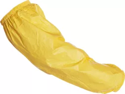 Zarękawek ochronny z żółtego materiału Tychem® C, elastyczne zakończenie u góry, przeznaczony do ochrony ramienia.