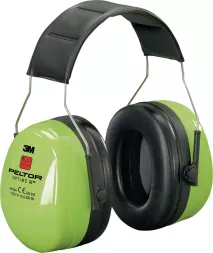 Ochronniki słuchu Peltor™ Optime™ III 3M, zielone, wyposażone w miękkie, ogromne muszle uszne oraz regulowany, szeroki pałąk nagłowny.