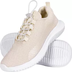 Stylowe, damskie buty sportowe MIA w beżowym kolorze, z lekką, perforowaną cholewką i białą, profilowaną podeszwą zapewniającą wygodę i dobrą przyczepność.