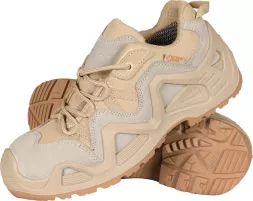Męskie buty taktyczne trekkingowe Tactical Guard IRON-P w kolorze beżowym, z wytrzymałą podeszwą i wzmocnioną konstrukcją, przeznaczone do intensywnego użytkowania w trudnym terenie.