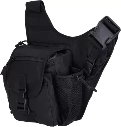 Saszetka taktyczna Tactical Guard BOR w kolorze czarnym, wyposażona w kilka kieszeni, w tym siatkową boczną. Posiada regulowany pasek z klamrą oraz solidne zamknięcia na zamek i zatrzask. Wzmocniona konstrukcja.