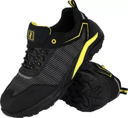 Męskie buty robocze CARBON S3S z kompozytowym podnoskiem i wkładką, czarno-żółte, z solidną, antypoślizgową podeszwą. Model bezpieczny, lekki i trwały.