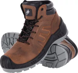 Buty robocze trzewiki skórzane TITAN-BRONCO z podnoskiem ochronnym S3S, brązowe, męskie. Posiadają wytrzymałą, antypoślizgową podeszwę oraz solidne sznurowanie.