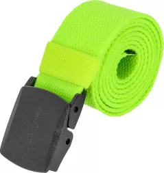 Pasek do spodni FLAR o długości 120 cm w kolorze żółtym fluo, wykonany z wytrzymałego materiału, wyposażony w czarną klamrę.