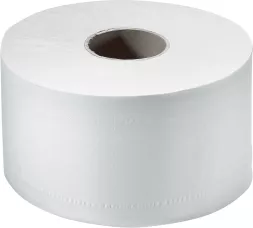 Biały papier toaletowy do dozownika TORK MINI Jumbo, opakowanie zawiera 6 rolek.