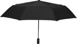Parasol przeciwdeszczowy kieszonkowy o średnicy 30 cm po złożeniu i 60 cm po rozłożeniu, w kolorze czarnym, z prostą rączką i automatycznym mechanizmem otwierania.
