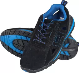 Buty robocze BORNEO SB wykonane ze skóry, z podnoskiem ochronnym. Model w kolorze czarno-niebieskim, z trwałą, antypoślizgową podeszwą. Przeznaczone do pracy wymagającej ochrony stóp.