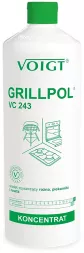 Środek czyszczący GRILLPOL VC 243 firmy Voigt, koncentrat do czyszczenia rożna, piekarników, rusztów i grilli. Usuwa mocne zabrudzenia, tłuszcz i przypalenia. Opakowanie o pojemności 1 litra.