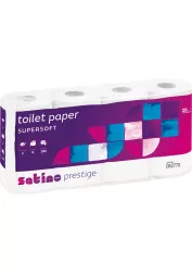 Opakowanie zawiera biały papier toaletowy Satino Prestige, oznaczony jako 