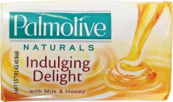 Mydło w kostce Palmolive Naturals Indulging Delight o zapachu mleka i miodu, delikatnie pielęgnujące skórę.