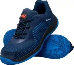 Buty robocze CAMP S1P, męskie, w kolorze niebieskim. Posiadają solidną podeszwę z antypoślizgowym bieżnikiem oraz wytrzymałą cholewkę z materiału syntetycznego. Przeznaczone do pracy, zapewniają ochronę i komfort.