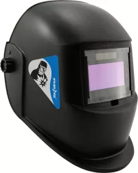 Przyłbica spawalnicza z filtrem automatycznym i szybkami ochronnymi, zapewniająca ochronę twarzy podczas spawania. Ergonomiczna konstrukcja z regulacją i ciemnym ekranem filtrującym.