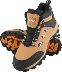 Buty robocze trzewiki skórzane MOUNTAIN S1 z podnoskiem i odblaskami. Solidna, ochronna konstrukcja z wytrzymałą podeszwą o głębokim protektorze, idealne do pracy w trudnych warunkach.